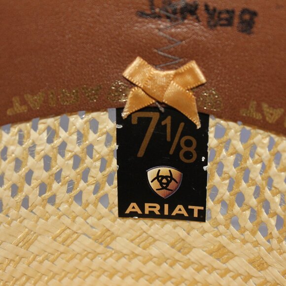 Ariat Men's 10-10 Straw Twisted Weave Cowboy Hat Size 7 1/8 # A73150 - Picture 15 of 16